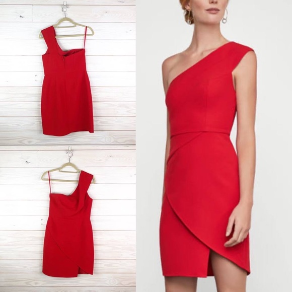 BCBGMAXAZRIA ONE SHOULDER ASYMMETRICAL JEWEL RED COCKTAIL DRESS SIZE 4-$268 - Picture 5 of 6